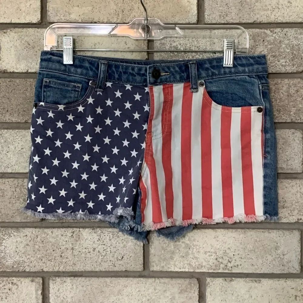 3for$20 jeans shorts USA flag xl 14/16